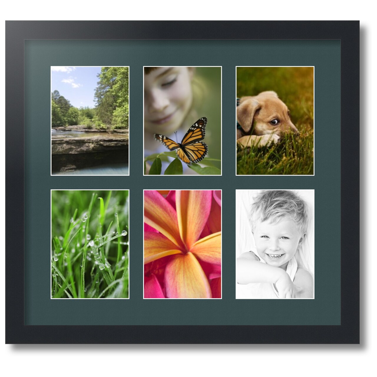 ArtToFrames Collage Photo Picture Frame with 6 - 5x7 inch Openings, Framed in Black with Over 62 Mat Color Options and Plexi Glass (CSM-3926-2041)
